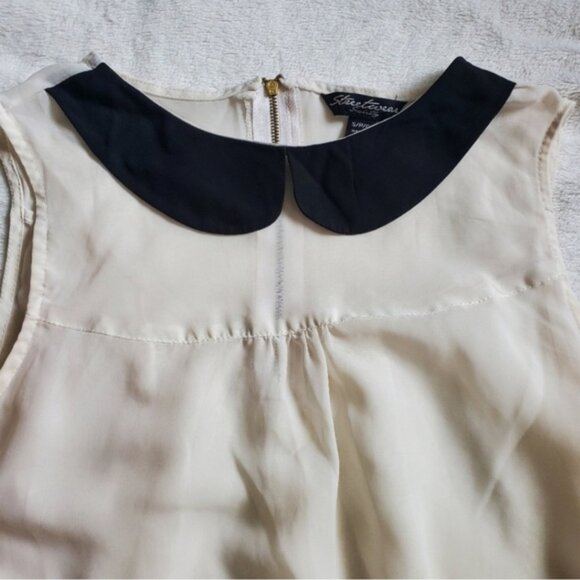 Peter Pan Collar Sleeveless Blouse Cream & Black | Size Small - Picture 3 of 10
